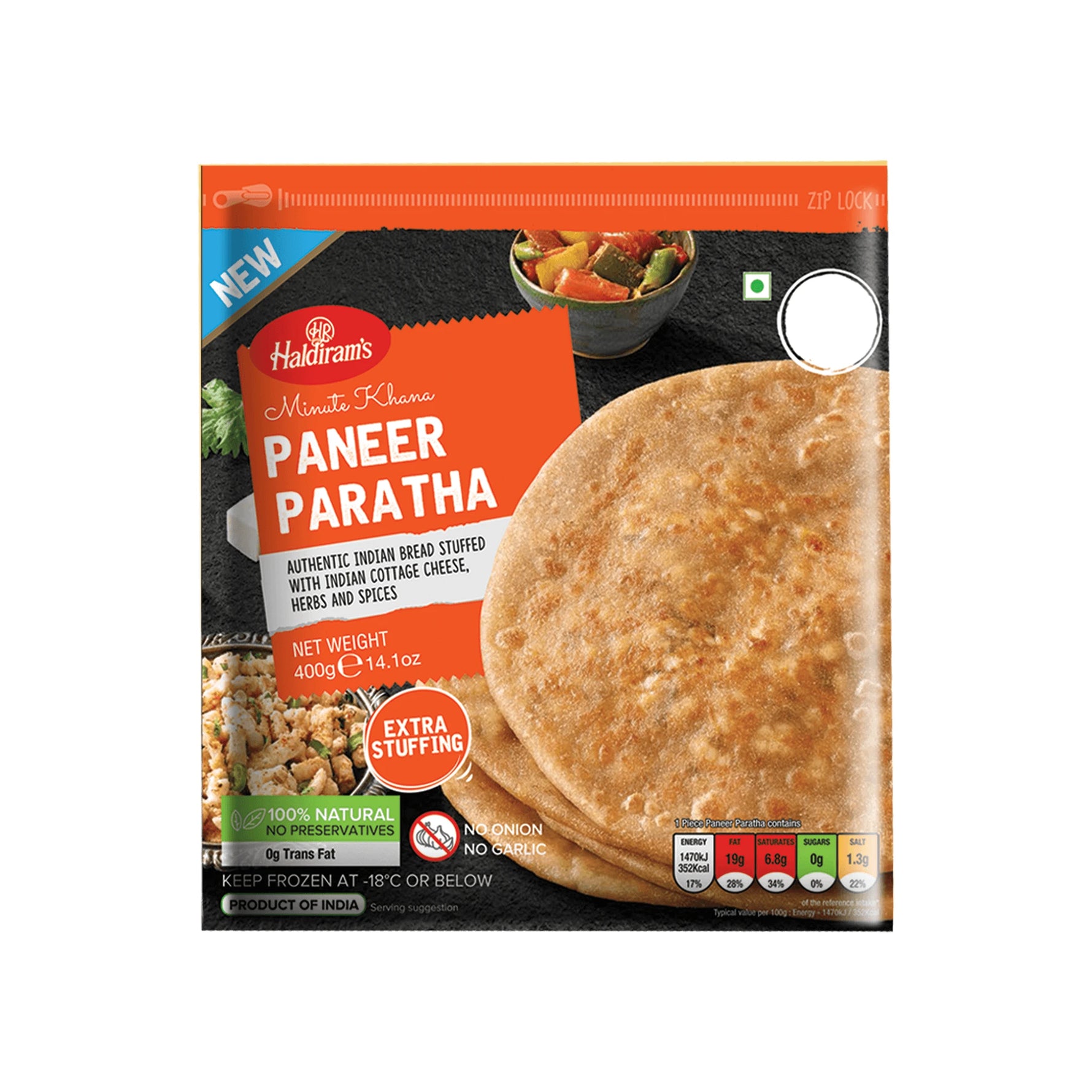 (Frozen) Haldirams Paneer (Tofu) Paratha 4 pcs