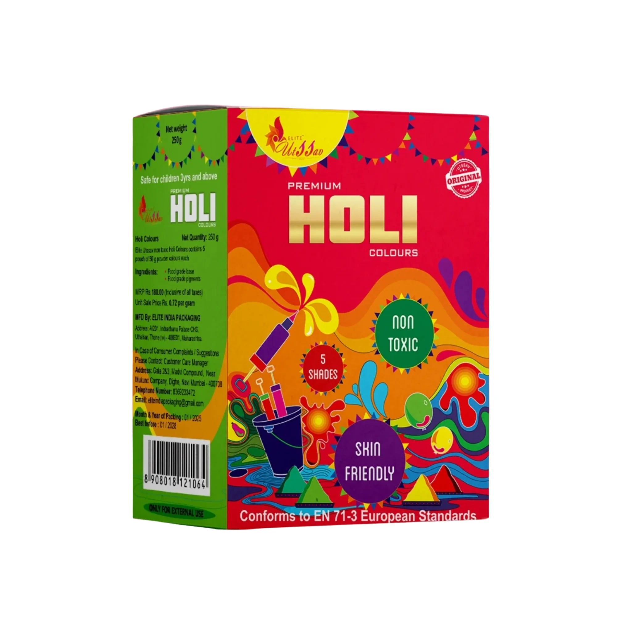 Holi Organic Color Powder (Pack of 5) 500gms